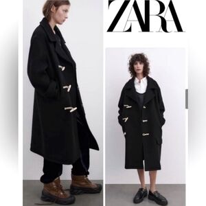 ZARA BLACK OVERSIZED WOOL MANTECO TOGGLE COAT.....✨️BLOGGERS FAVE✨️SIZE S & M✨️